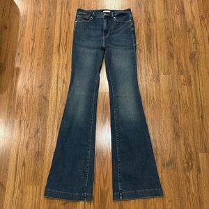 Good American Jeans Womens 6 Long Flare High Rise Stretch Organic Cotton 28x36